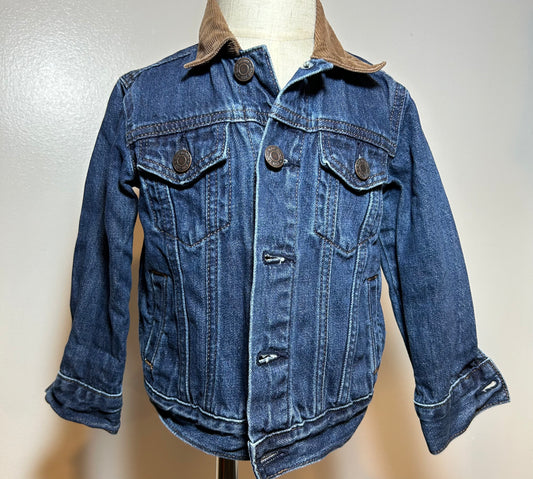 Baby Gap navy jean jacket with brown corduroy collar size 2 years