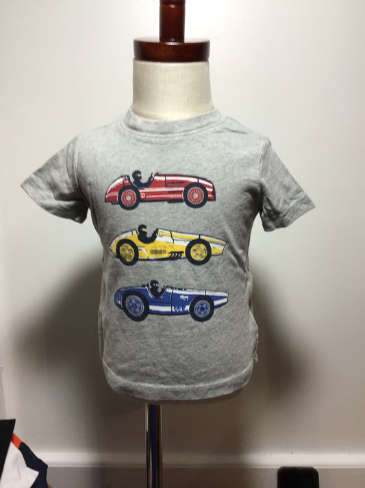 Baby Gap grey tee shirt with cars on face in size 18-24 months